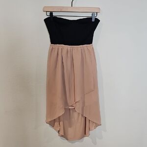 Black and Tan Strapless Dress